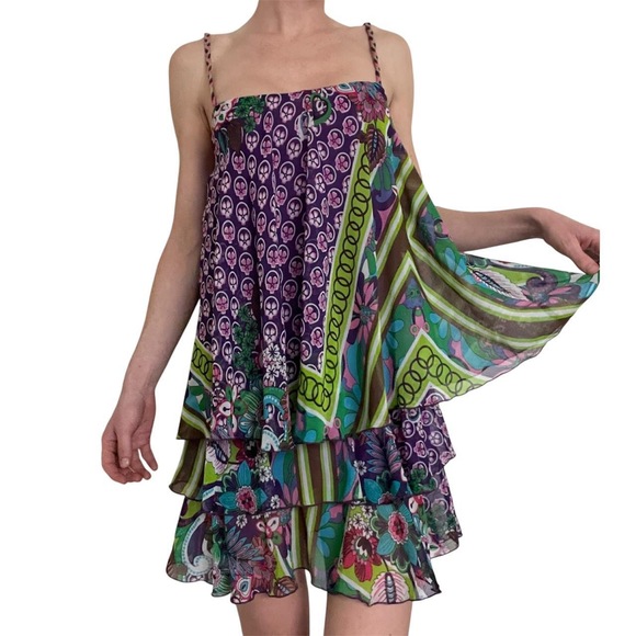 Zara Tiered Mini Dress in Purple - Picture 2 of 7